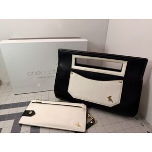 One Odd Bird Whippoorwill Leather Cutout Handle Clutch Bag & Wristlet Wallet